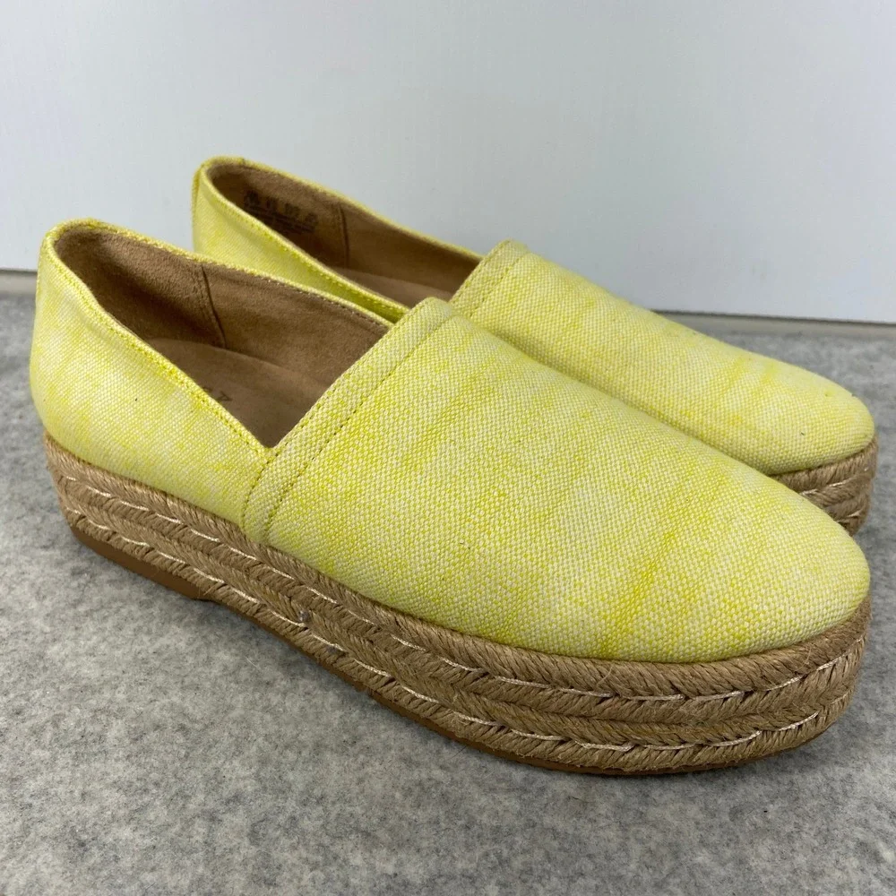 Naturalizer Thea Platform Espadrille Slip On Shoes Yellow‎ Linen Womens 7.5